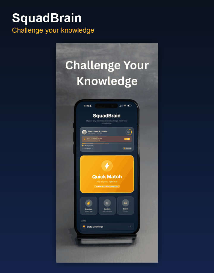 Animated SquadBrain app showcase